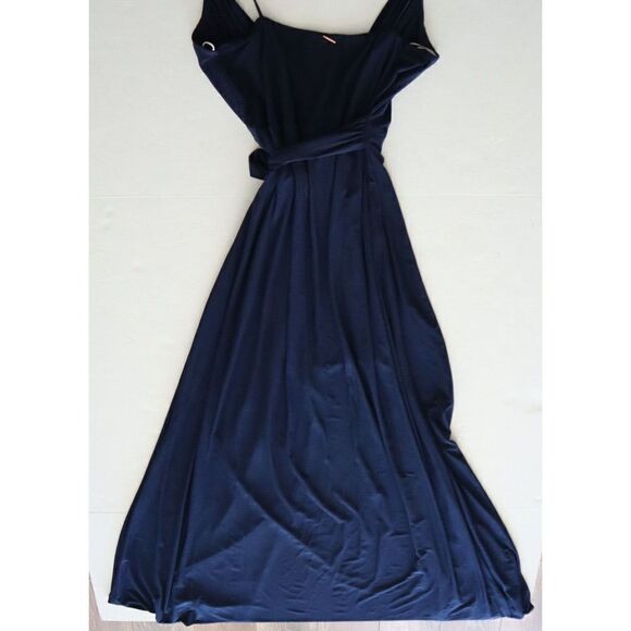 MISA Los Angeles Women's Sz S Navy Blue Veronika Wrap Front Maxi Dress - Picture 5 of 7